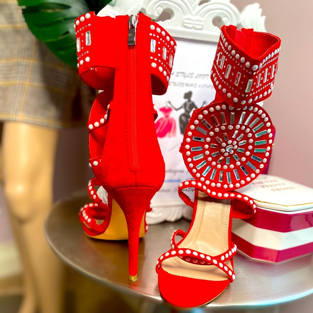 Red stiletto sandal